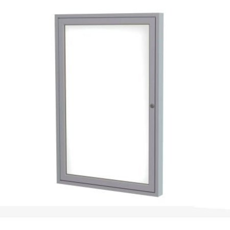 GHENT Ghent Enclosed Whiteboard, 1 Door, 24"W x 36"H, White Porcelain w/Silver Frame PA13624M-M1
